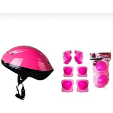 Top Rock Store Pembe Bisiklet Scooter Kask Dizlik Dirseklik Koruyucu Set