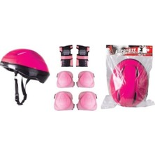 Top Rock Store Pembe Bisiklet Scooter Kask Dizlik Dirseklik Koruyucu Set