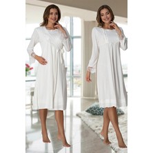 Effortt Ekru Renk Sabahlıklı Pijama Takımı Effortt 2019 Ekru