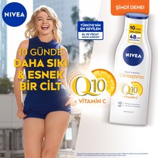 NIVEA Sıkılaştırıcı Vücut Losyonu Q10 + C Vitamini 250ml, 48 Saat Vücut Nemlendirme, 10 Günde Sıkılaşma, Normal Ciltler için, Vücut Bakım