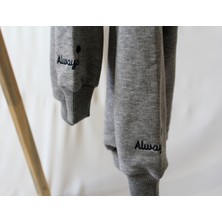 LaLoom Organics Anne & Bebek Set Gri Melanj Sweatshirt | 3 Iplik Nakışlı Sweatshirt | Happymama & Behappy