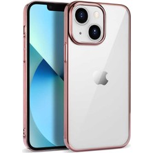 Coverzone IPhone 14 Ile Uyumlu Kılıf Dört Köşe Renkli Sert Plastik Pixel Kapak Rosegold