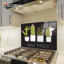 Decorita Cam Ocak Arkası Koruyucu | Perfect Match - Siyah Fon |