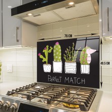 Decorita Cam Ocak Arkası Koruyucu | Perfect Match - Siyah Fon |