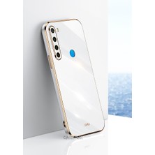 MTK Moveteck Xiaomi Redmi Note 8 Uyumlu Kılıf Kamera Lens Korumalı Parlak Gold Kenarlı Yumuşak Silikon Kapak Altın Işlemeli Kenar