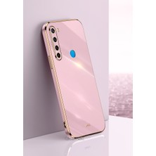 MTK Moveteck Xiaomi Redmi Note 8 Uyumlu Kılıf Kamera Lens Korumalı Parlak Gold Kenarlı Yumuşak Silikon Kapak Altın Işlemeli Kenar