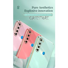 MTK Moveteck Xiaomi Redmi Note 8 Uyumlu Kılıf Kamera Lens Korumalı Parlak Gold Kenarlı Yumuşak Silikon Kapak Altın Işlemeli Kenar