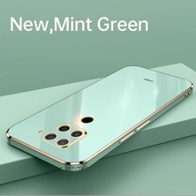 MTK Moveteck Xiaomi Redmi Note 9 Uyumlu Kılıf Kamera Lens Korumalı Parlak Gold Kenralı Yumuşak Silikon Kapak Liqud Altın Kenar