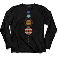 Kendim Seçtim Güneş Sistemi Gezegenler Solar Sistem Dünya Ay  Uzun Kollu Tişört Baskılı Çocuk T-Shirt