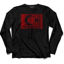 Kendim Seçtim Made In Turkey Barkod Türk Bağrağı Ay Yıldız  Uzun Kollu Tişört Baskılı Çocuk T-Shirt
