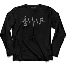 Kendim Seçtim I Love Music Sol Anahtarı Kalp Ritmi Ritim  Uzun Kollu Tişört Baskılı Çocuk T-Shirt