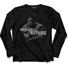 Kendim Seçtim Muhammed Ali Clay Impossible Is Nothing Boksör  Uzun Kollu Tişört Baskılı Çocuk T-Shirt