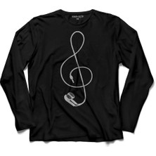 Kendim Seçtim I Love Music Sol Anahtarı Kulaklık Walkman 2  Uzun Kollu Tişört Baskılı Çocuk T-Shirt
