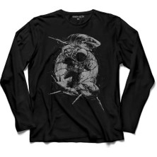 Kendim Seçtim Uçan Astronot Uzay Cosmos Space Galaksi Gezegen  Uzun Kollu Tişört Baskılı Çocuk T-Shirt