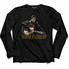 Kendim Seçtim Elvıs Presley Rock'n Roll'un Kralı Rock King  Uzun Kollu Tişört Baskılı Çocuk T-Shirt