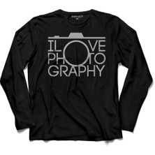 Kendim Seçtim I Love Photography Fotoğrafçı Canon Nıkon  Uzun Kollu Tişört Baskılı Çocuk T-Shirt