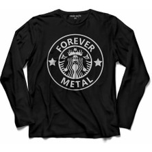 Kendim Seçtim Forever Metal Starbucks Coffee Logo  Uzun Kollu Tişört Baskılı Çocuk T-Shirt