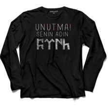 Kendim Seçtim Unutma Senin Adın Türk Göktürkçe Bozkurt Kayı  Uzun Kollu Tişört Baskılı Çocuk T-Shirt