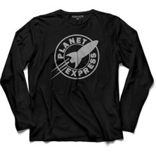 Kendim Seçtim Futurama Planet Express Ship  Uzun Kollu Tişört Baskılı Çocuk T-Shirt