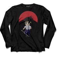 Kendim Seçtim Naruto Sasuke Chıbı Uchıha Shippuden  Uzun Kollu Tişört Baskılı Çocuk T-Shirt