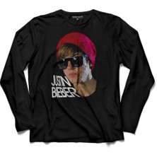 Kendim Seçtim Justin Bıeber 1994 Silüet  Uzun Kollu Tişört Baskılı Çocuk T-Shirt