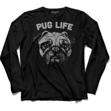 Kendim Seçtim Pug Life Dog Chubby Köpek  Uzun Kollu Tişört Baskılı Çocuk T-Shirt