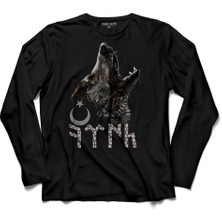 Kendim Seçtim Tsk Göktürkçe Eski Türk Bozkurt Wolf Kurt Hilal  Uzun Kollu Tişört Baskılı Çocuk T-Shirt