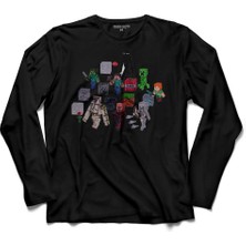 Kendim Seçtim Mınecraft Tüm Karakterleri  Uzun Kollu Tişört Baskılı Çocuk T-Shirt