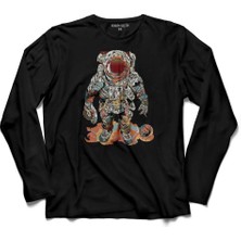 Kendim Seçtim Fly Me To The Moon Astronot Gezegen  Uzun Kollu Tişört Baskılı Çocuk T-Shirt