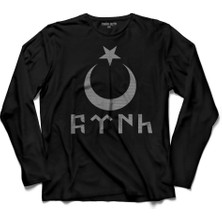 Kendim Seçtim Türk Bayrağı Göktürkçe Ay Yıldız Hilal  Uzun Kollu Tişört Baskılı Çocuk T-Shirt