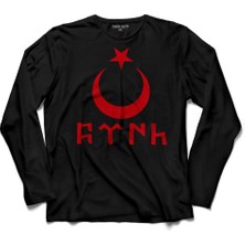 Kendim Seçtim Türk Bayrağı Göktürkçe Ay Yıldız Hilal 2  Uzun Kollu Tişört Baskılı Çocuk T-Shirt