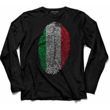 Kendim Seçtim Italıan Flag Italya Bayrağı Logo Parmak Izi  Uzun Kollu Tişört Baskılı Çocuk T-Shirt