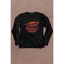 Kendim Seçtim Baby On Board Yoda Star Wars Yeşil Bebek Mandalorian 2 Uzun Kollu Tişört Baskılı Çocuk T-Shirt