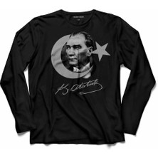 Kendim Seçtim Gazi Mustafa Kemal Atatürk Ürk Bayrağı  Uzun Kollu Tişört Baskılı Çocuk T-Shirt