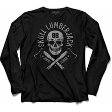 Kendim Seçtim Lumberjack Balta Kuru Kafa Balta Skeleton  Uzun Kollu Tişört Baskılı Çocuk T-Shirt