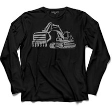 Kendim Seçtim Ekskavatör Kato Kepçe Loder Iş Makinesi  Uzun Kollu Tişört Baskılı Çocuk T-Shirt
