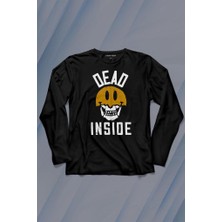 Kendim Seçtim Dead Inside Smiley Skull Smile Gülen Surat Kurukafa Uzun Kollu Tişört Baskılı Çocuk T-Shirt