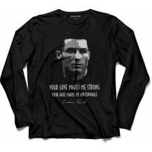 Kendim Seçtim Crıstiano Ronaldo Cr7 Typography Silüet  Uzun Kollu Tişört Baskılı Çocuk T-Shirt