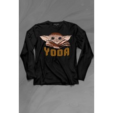 Kendim Seçtim Baby On Board Yoda Star Wars Kahverengi Bebek Mandalorian Uzun Kollu Tişört Baskılı Çocuk T-Shirt