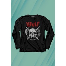 Kendim Seçtim Wulf Metal Rock Band Skull Kuru Kafa Urban Gothic Uzun Kollu Tişört Baskılı Çocuk T-Shirt
