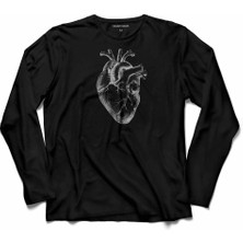 Kendim Seçtim Real Gerçek Kalp Silüet Çizim Organlarımız Damar Aort  Uzun Kollu Tişört Baskılı Çocuk T-Shirt