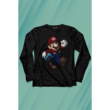 Kendim Seçtim Yeni Süper Mario Bros Mario Uzun Kollu Tişört Baskılı Çocuk T-Shirt