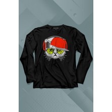 Kendim Seçtim Cat Glasses Gözlüklü Kırmızı Kedi Uzun Kollu Tişört Baskılı Çocuk T-Shirt