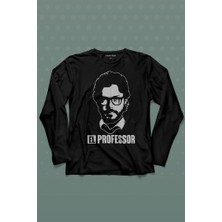 Kendim Seçtim El Proffessor La Casa De Papel Profesör Uzun Kollu Tişört Baskılı Çocuk T-Shirt