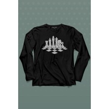 Kendim Seçtim Satranç Zeka Strateji Oyunu Santranç Tahtası Uzun Kollu Tişört Baskılı Çocuk T-Shirt