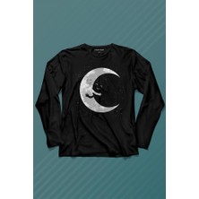 Kendim Seçtim Uzayda Sarılan Ay Aşık Smile Cosmos Gülümsemesi Uzun Kollu Tişört Baskılı Çocuk T-Shirt
