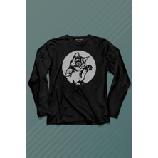 Kendim Seçtim Sevimli Kedi Minik Patili Bıyıklı Cat Minnoş Uzun Kollu Tişört Baskılı Çocuk T-Shirt