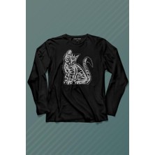 Kendim Seçtim Sevimli Minik Patili Bıyıklı Cat Minnoş Mahçup Üzgün Kedi Uzun Kollu Tişört Baskılı Çocuk T-Shirt