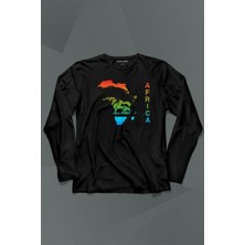 Kendim Seçtim Africa Afrika Kıtası Gökkuşağı Renkleri Uzun Kollu Tişört Baskılı Çocuk T-Shirt