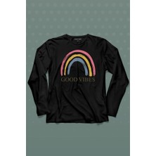 Kendim Seçtim Good Vibes Gökkuşağı Rainbow Cisniyet Eşitlik Özgürlüğü Uzun Kollu Tişört Baskılı Çocuk T-Shirt